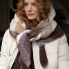 Zusss - Checked triangle scarf grey oyster / hazelnut / dark choco