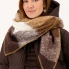 Zusss - Checked triangle scarf grey oyster / hazelnut / dark choco
