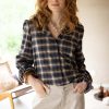 Zusss checked blouse with ruffle