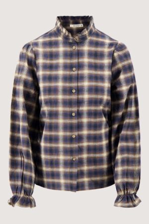Zusss checked blouse with ruffle